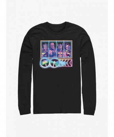 Marvel's Neon Thor Love and Thunder Long Sleeve T-Shirt - Black Men's