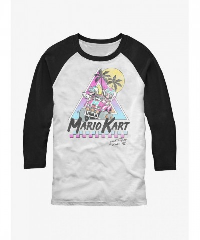 Nintendo Beach Race Mario Kart Raglan T-Shirt for Men - White
