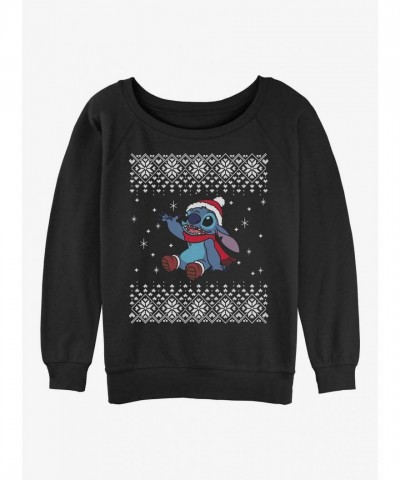 Disney Lilo & Stitch Snow Day Slouchy Sweatshirt for Girls - Black