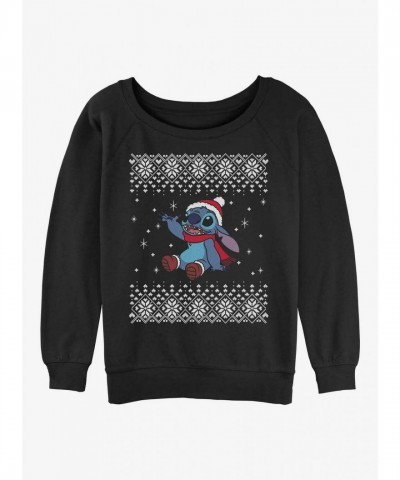 Disney Lilo & Stitch Snow Day Slouchy Sweatshirt for Girls - Black