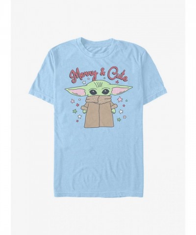 Mandalorian The Child Blue T-Shirt - Lightweight Cotton Men's