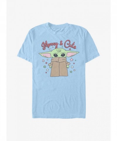Mandalorian The Child Blue T-Shirt - Lightweight Cotton Men's