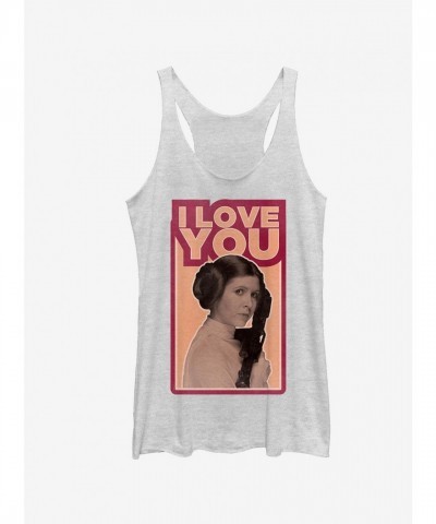 Star Wars Princess Leia "I Love You" White Racerback Tank Top for Girls