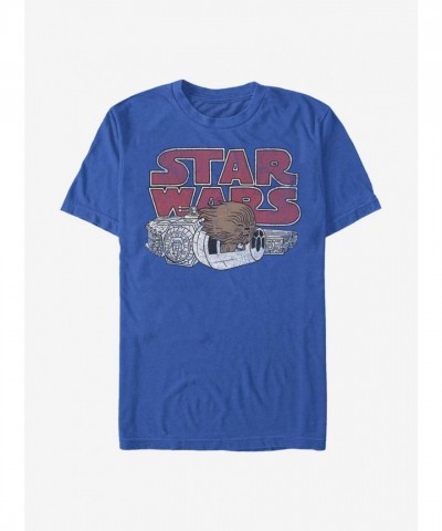 Star Wars Comfortable Blue Chewbacca Window Tee for Men