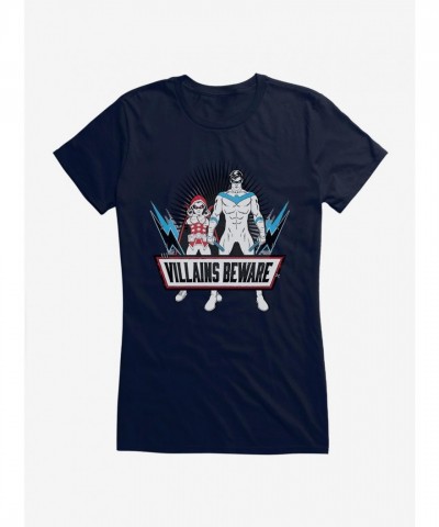 Name: DC Comics Nightwing & Robin Girls T-Shirt - Lightweight Cotton Villains Beware