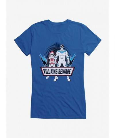 Name: DC Comics Nightwing & Robin Girls T-Shirt - Lightweight Cotton Villains Beware