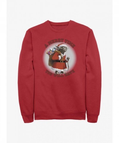 Star Wars Yoda Merry Time Unisex Sweatshirt - Red