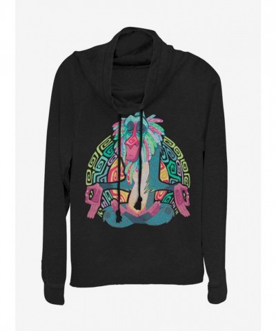 Disney Lion King Holiday Cowl Neck Top for Girls - Black Lightweight Sweatshirt
