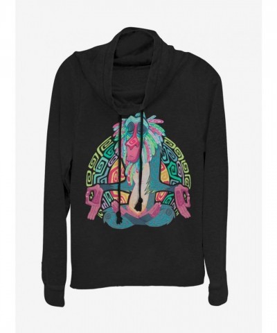 Disney Lion King Holiday Cowl Neck Top for Girls - Black Lightweight Sweatshirt