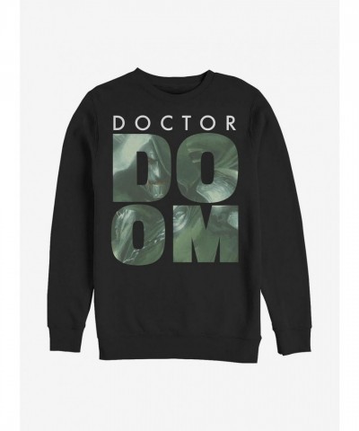 Marvel Doom Fill Crew Sweatshirt - Black Men's