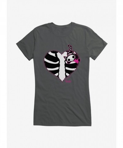 Emily Strange Cat Heart Junior Girls T-Shirt
