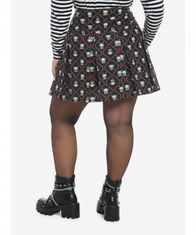 Skelanimals Plus Size Grommet Strap Heart Buckle Pleated Skirt