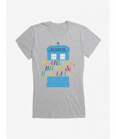 Doctor Who Brilliant Fearless Brave Tardis Girls Black Fitted Tee