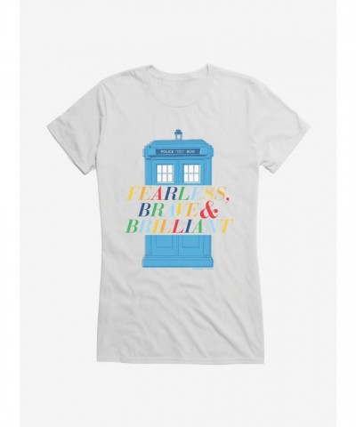 Doctor Who Brilliant Fearless Brave Tardis Girls Black Fitted Tee