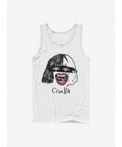 Disney Cruella Fashionable White Tank Top for Men
