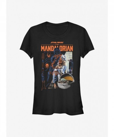 Mandalorian Mando Themed Lightweight Cotton T-Shirt for Girls - Black