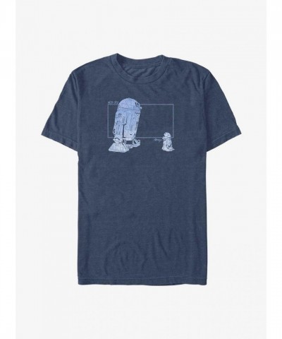 The Mandalorian Grogu & R2-D2 Meet Big & Tall T-Shirt - BLUE Unisex