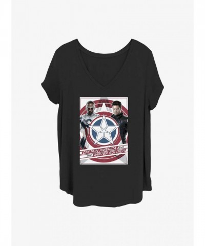 Marvel's Falcon & Winter Soldier Shield T-Shirt for Women - Plus Size Black