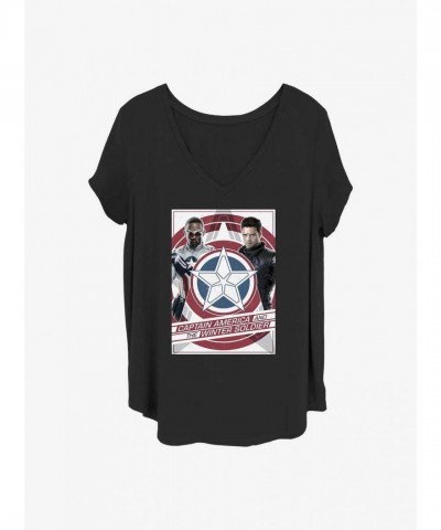 Marvel's Falcon & Winter Soldier Shield T-Shirt for Women - Plus Size Black
