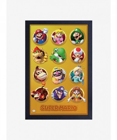 Nintendo Mario Framed Wood Wall Art with Gold Accents