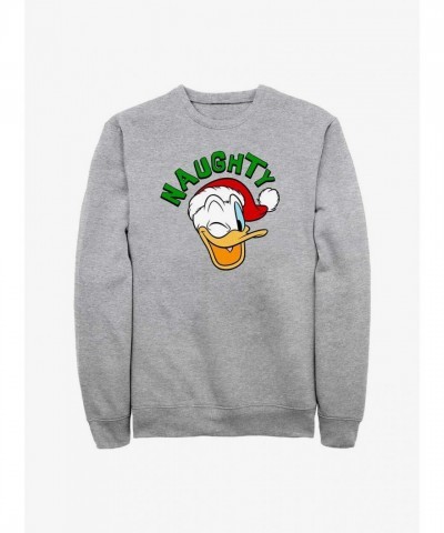 Disney Naughty Mickey Mouse and Donald Holiday Sweatshirt - Men's Grey