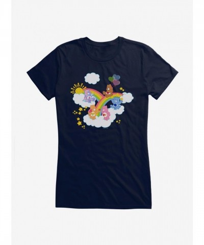 Care Bears Party Clouds Girls Fitted Tee - Navy Blue