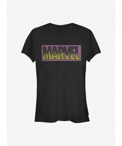 Marvel Neon Logo Lightweight T-Shirt for Girls - Black