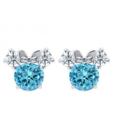 Minnie Mouse Birthstone Earrings in Platinum for Girls by CRISLU