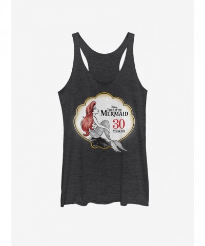 Disney Little Mermaid Anniversary Logo Girls Tank Top - Black