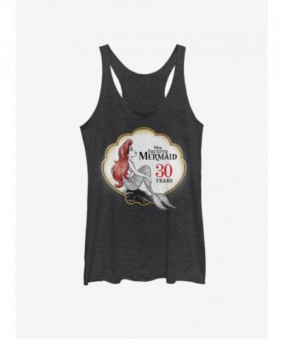 Disney Little Mermaid Anniversary Logo Girls Tank Top - Black