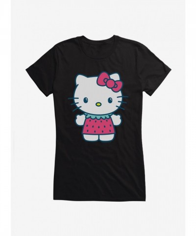 Hello Kitty Cute Strawberry Vacation Outfit Junior Girls T-Shirt