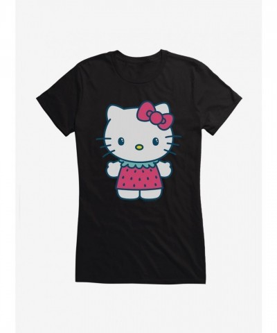 Hello Kitty Cute Strawberry Vacation Outfit Junior Girls T-Shirt