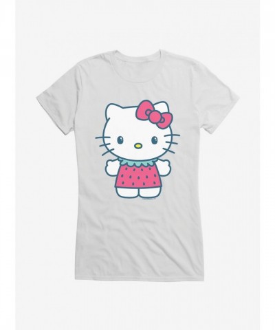 Hello Kitty Cute Strawberry Vacation Outfit Junior Girls T-Shirt