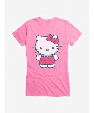 Hello Kitty Cute Strawberry Vacation Outfit Junior Girls T-Shirt