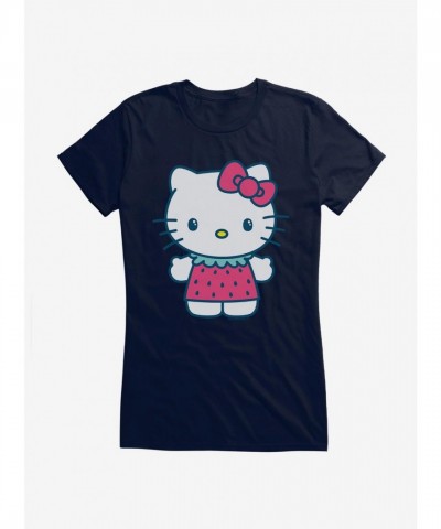 Hello Kitty Cute Strawberry Vacation Outfit Junior Girls T-Shirt