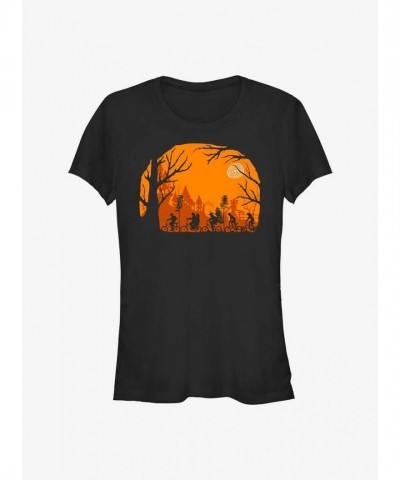 Stranger Things Halloween Silhouette Tee for Girls - Black
