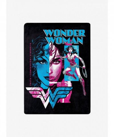 DC Comics Wonder Woman Silk Throw Blanket - Truth, Compassion, Strength