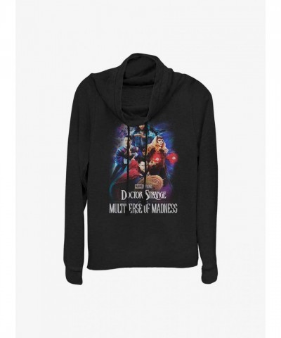 Marvel Multiverse of Madness Doctor Strange Cowl Neck Top - Girls' Long Sleeve - Black