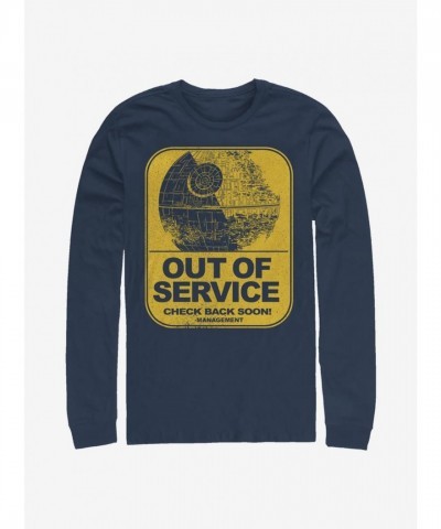 Star Wars Long Sleeve Navy Tee - Out of Service Joke for Men